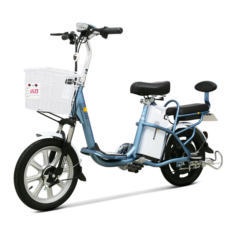 小刀電動車 青檸36v10ah鋰電池電動自行車助力車可拆卸電池盒代步車電瓶車 電鍍銀藍